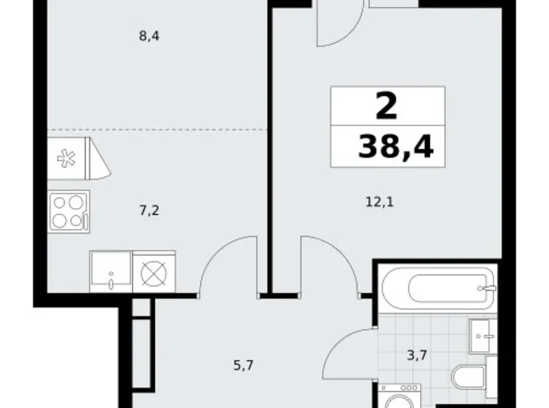 Apartamento 2 habitaciones 38 m² Postnikovo, Rusia