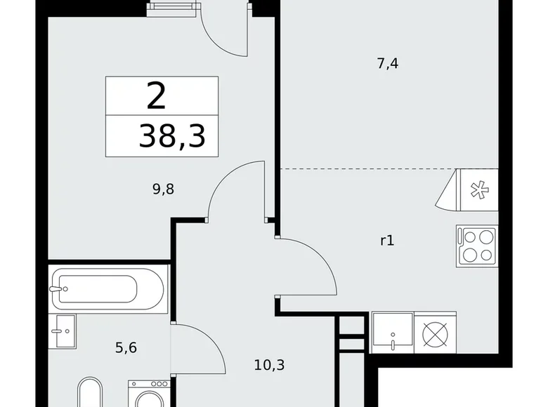 Квартира 2 комнаты 38 м² поселение Сосенское, Россия