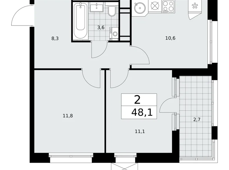 Mieszkanie 2 pokoi 48 m² Moskwa, Rosja