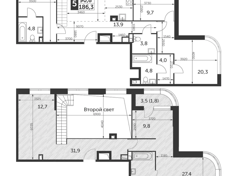 Apartamento 5 habitaciones 186 m² Moscú, Rusia