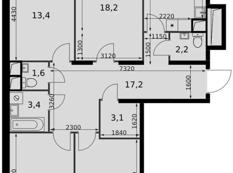 Mieszkanie 4 pokoi 100 m² Razvilka, Rosja