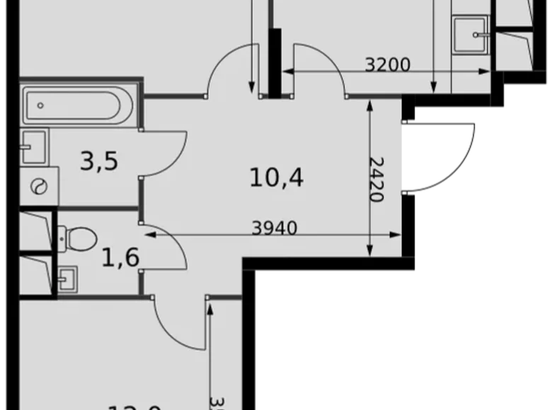 2 room apartment 61 m² Razvilka, Russia