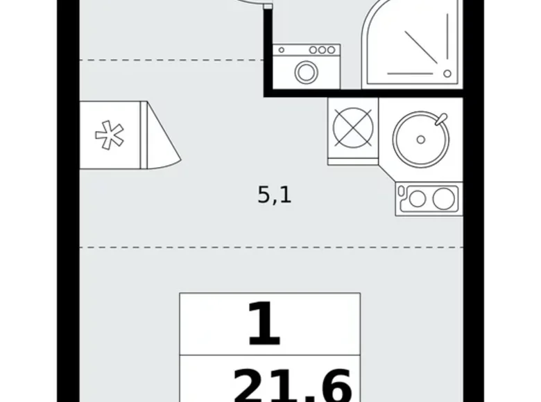 Appartement 1 chambre 22 m² poselenie Sosenskoe, Fédération de Russie