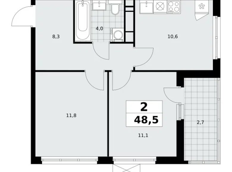 Appartement 2 chambres 49 m² Moscou, Fédération de Russie