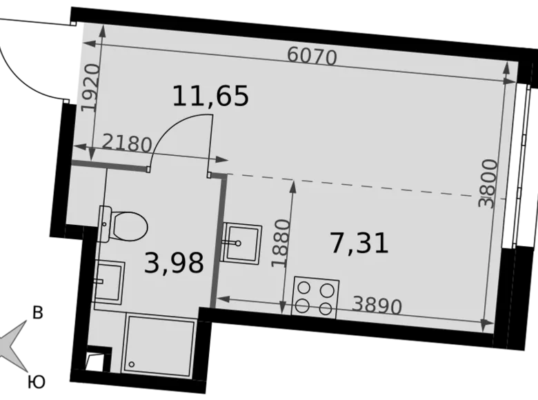 1 room studio apartment 23 m² Moscow, Russia