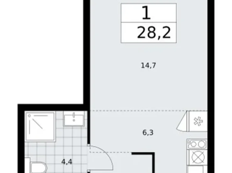 Appartement 1 chambre 28 m² Troïtsk, Russie
