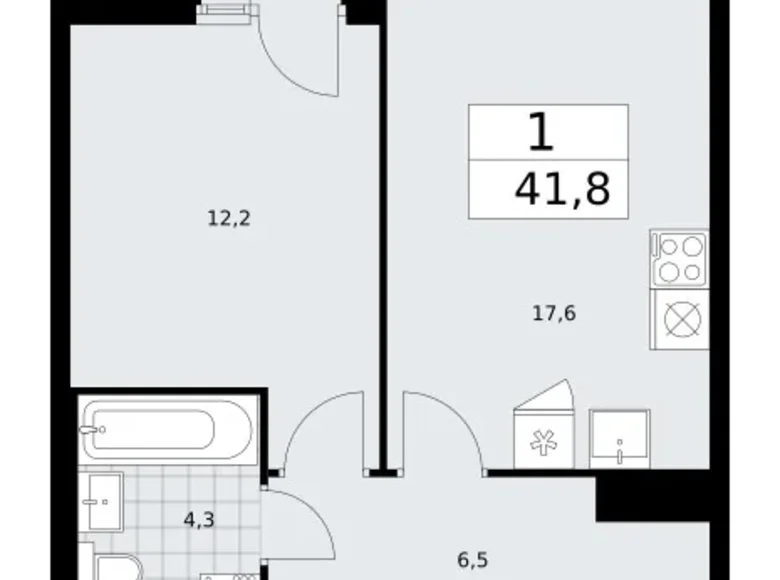Appartement 1 chambre 42 m² Troïtsk, Russie