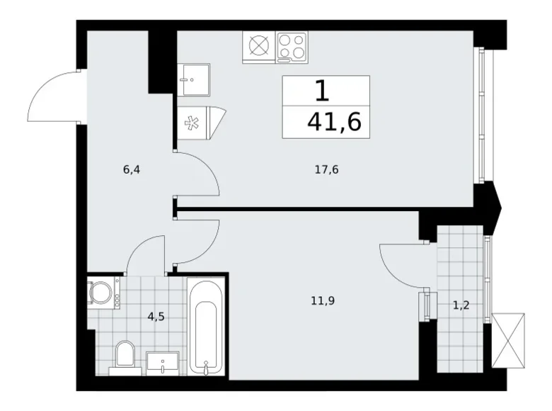 Appartement 1 chambre 42 m² Troïtsk, Russie