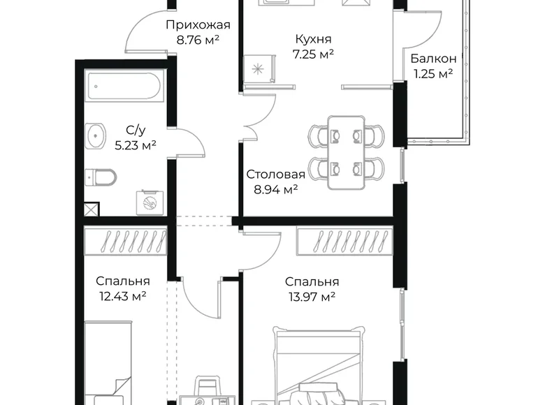 Kvartira 3 xonalar 58 m² Toshkentda