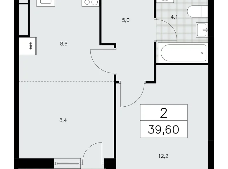 Квартира 2 комнаты 40 м² Москва, Россия