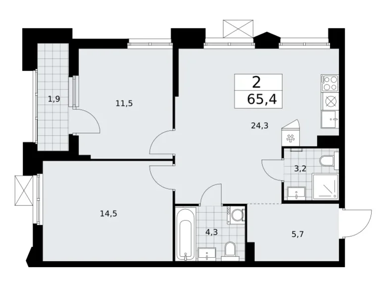 Wohnung 2 zimmer 65 m² Troizk, Russland