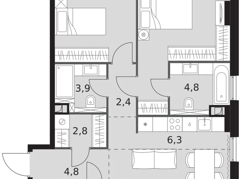 Wohnung 3 zimmer 70 m² Nordwestlicher Verwaltungsbezirk, Russland