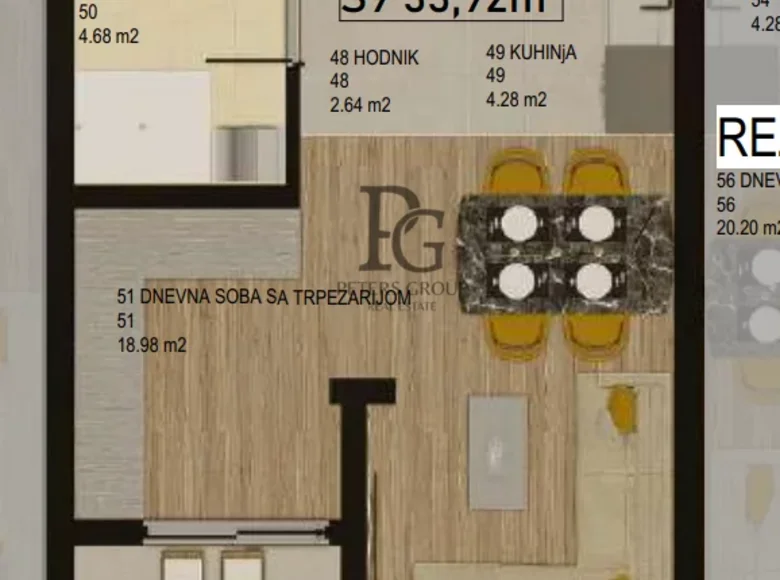 Студия 1 комната 33 м² Бар, Черногория