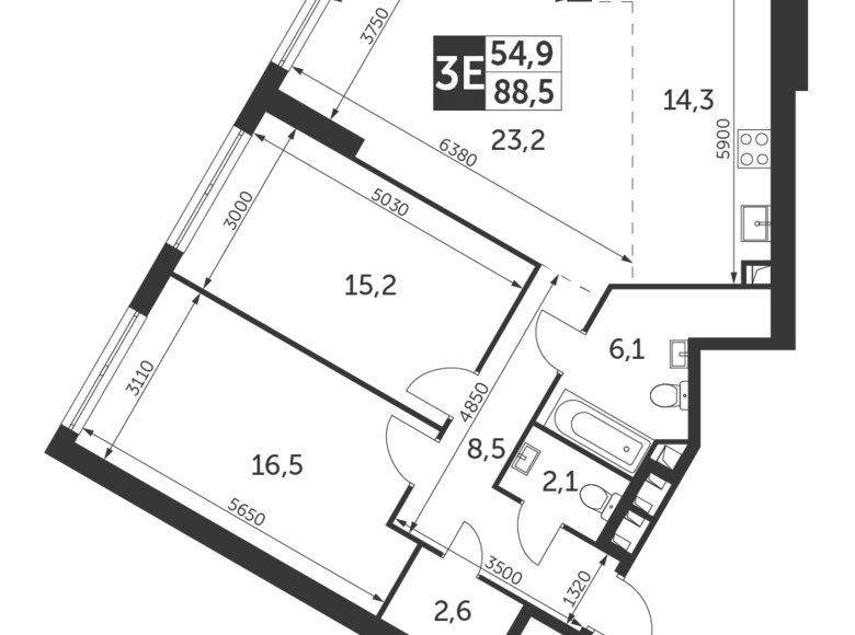 Wohnung 3 zimmer 89 m² Konkovo District, Russland