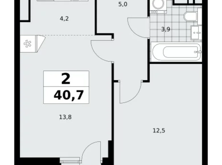 Apartamento 2 habitaciones 41 m² Moscú, Rusia