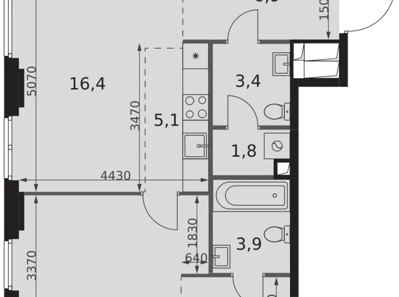 Wohnung 2 zimmer 56 m² Nordwestlicher Verwaltungsbezirk, Russland