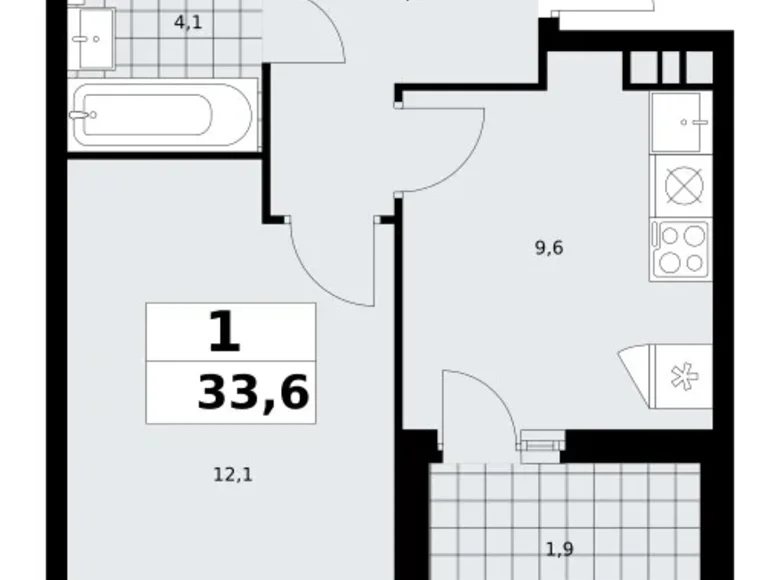 Mieszkanie 1 pokój 34 m² poselenie Sosenskoe, Rosja