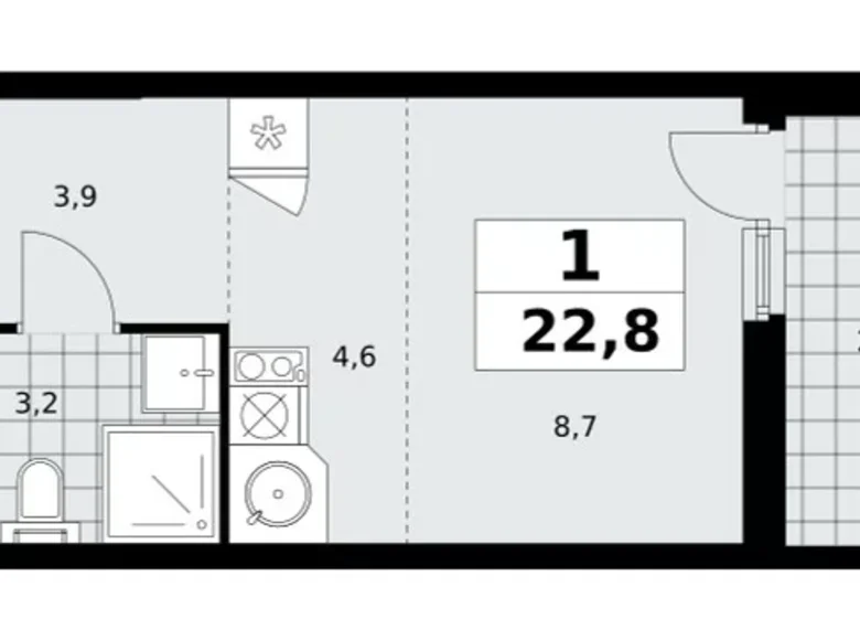 Wohnung 1 Zimmer 23 m² Moskau, Russland