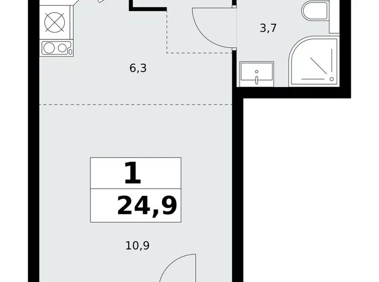 Mieszkanie 1 pokój 25 m² poselenie Sosenskoe, Rosja