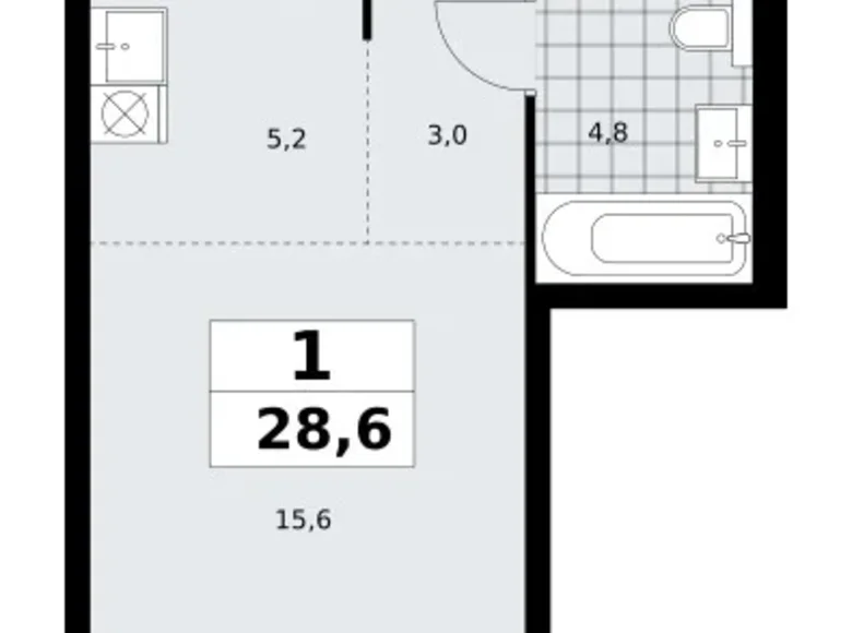 Mieszkanie 1 pokój 29 m² poselenie Sosenskoe, Rosja