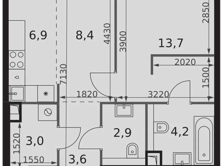 Wohnung 1 zimmer 43 m² Nordwestlicher Verwaltungsbezirk, Russland