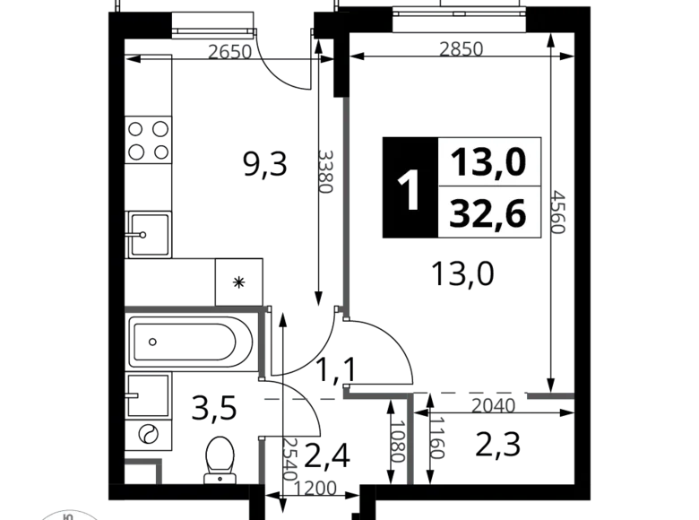 Mieszkanie 1 pokój 33 m² Chimki, Rosja