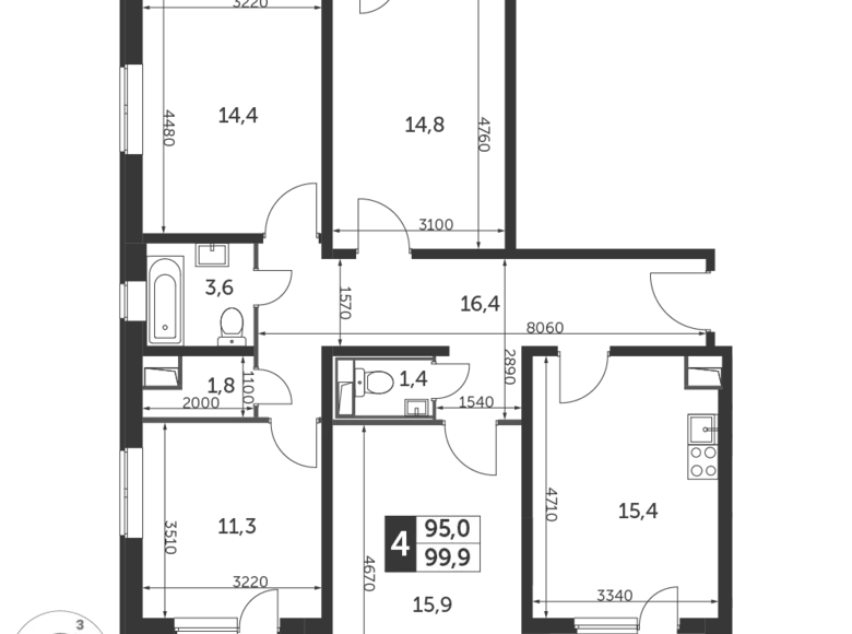 Appartement 4 chambres 100 m² Lioubertsy, Fédération de Russie