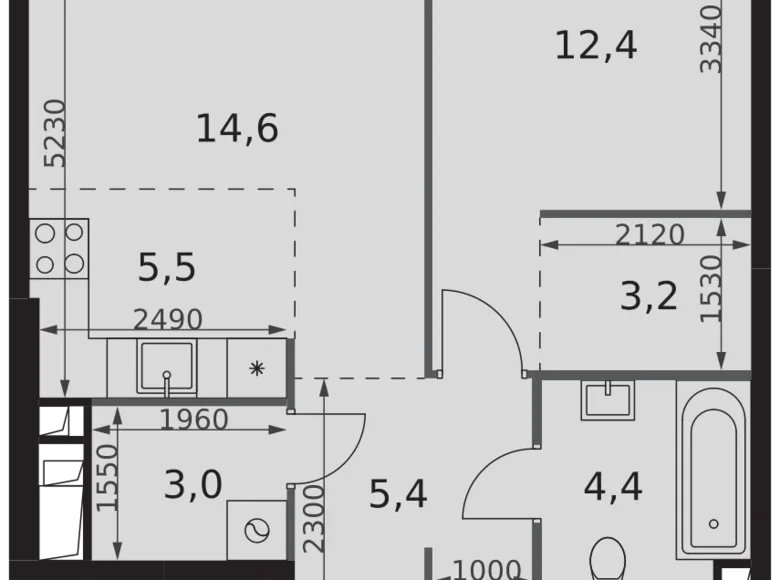 Mieszkanie 2 pokoi 49 m² Moskwa, Rosja