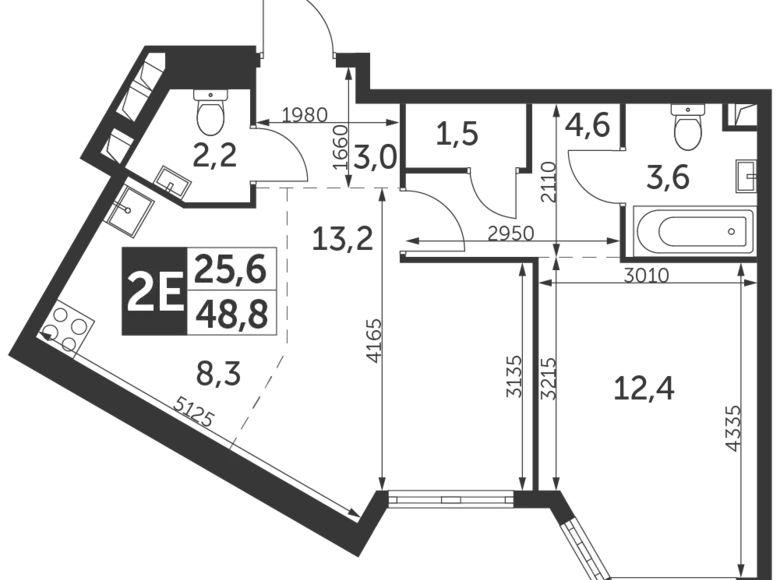 Mieszkanie 2 pokoi 49 m² Konkovo District, Rosja