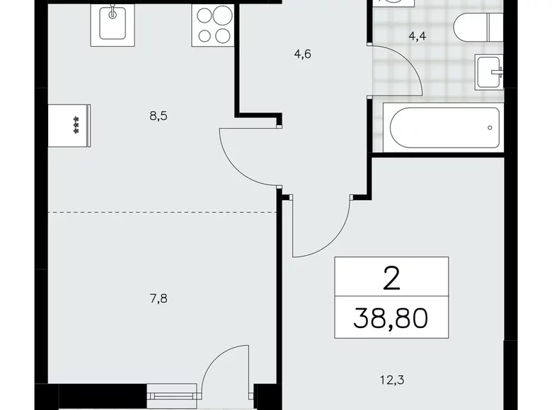 Wohnung 2 Zimmer 39 m² Moskau, Russland