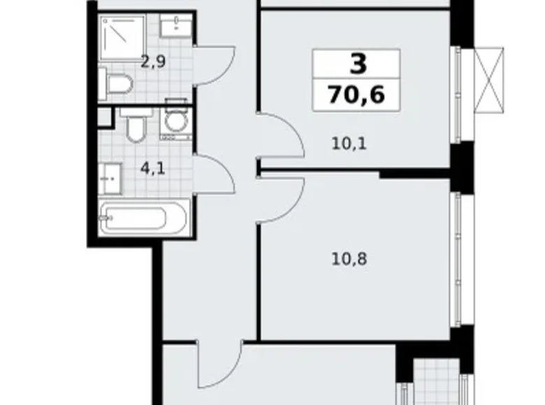 Apartamento 3 habitaciones 71 m² Postnikovo, Rusia