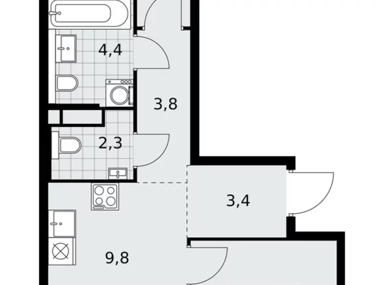 Appartement 3 chambres 57 m² poselenie Sosenskoe, Fédération de Russie