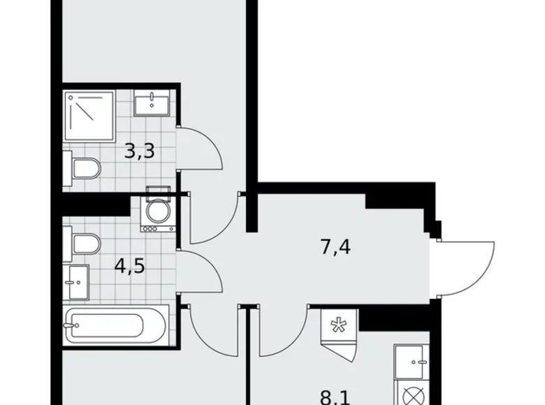 3 room apartment 59 m² poselenie Sosenskoe, Russia