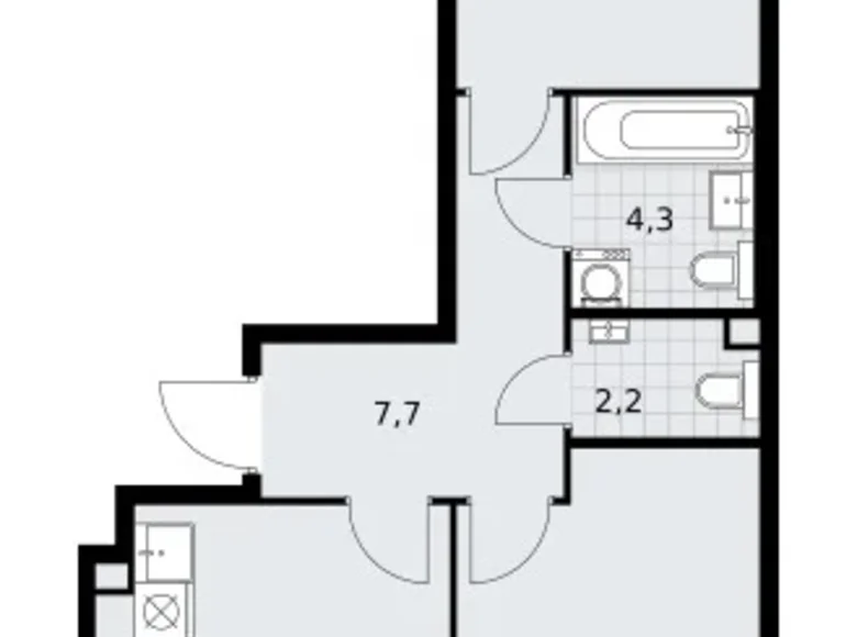 Appartement 2 chambres 56 m² Postnikovo, Fédération de Russie