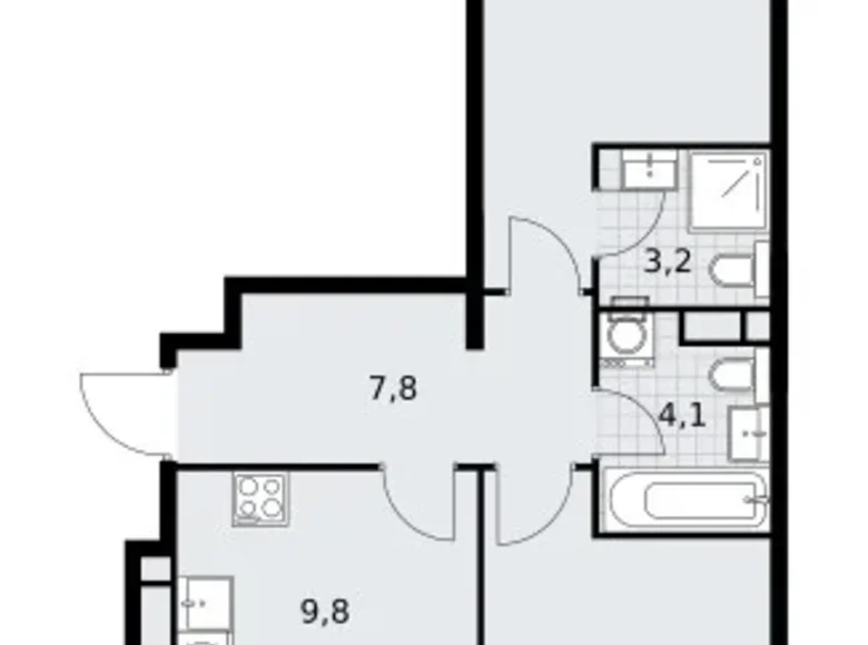 Квартира 3 комнаты 62 м² район Внуково, Россия