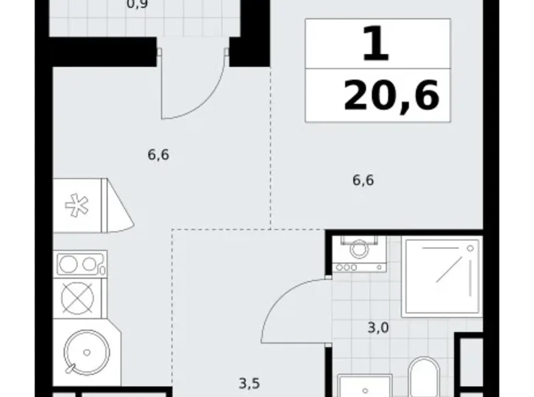 Appartement 1 chambre 21 m² Postnikovo, Fédération de Russie