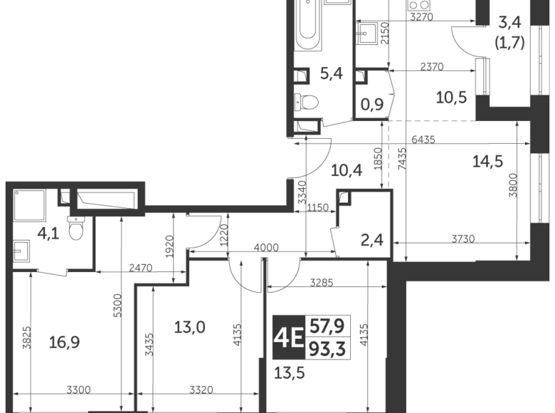 Appartement 4 chambres 93 m² North-Eastern Administrative Okrug, Fédération de Russie