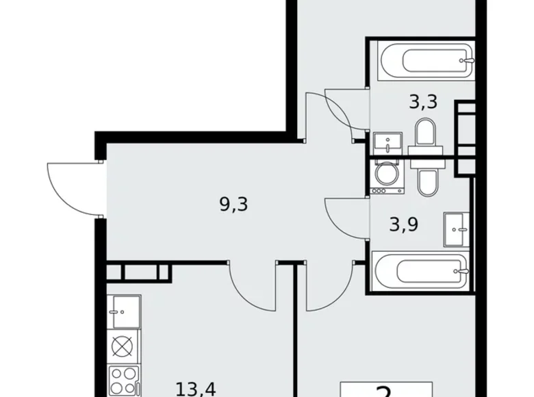 Apartamento 2 habitaciones 61 m² Moscú, Rusia