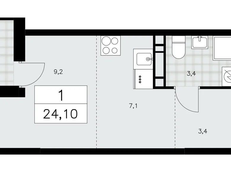 Apartamento 1 habitación 24 m² Moscú, Rusia