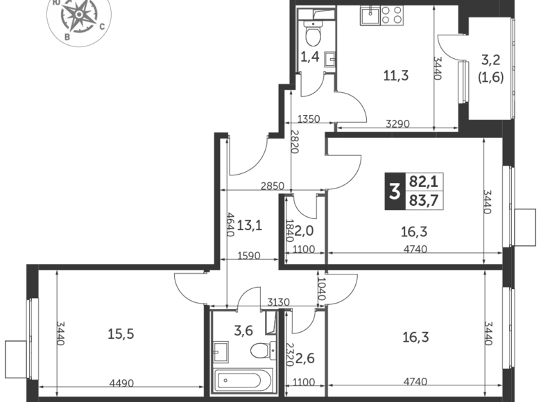 Wohnung 3 zimmer 84 m² Nekrasovka District, Russland