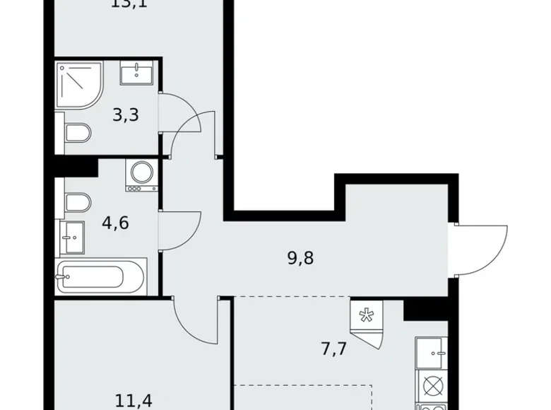 3 room apartment 61 m² poselenie Sosenskoe, Russia