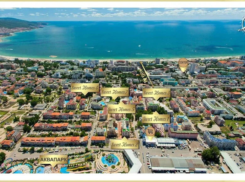 Квартира 1 комната 38 м² Солнечный берег, Болгария