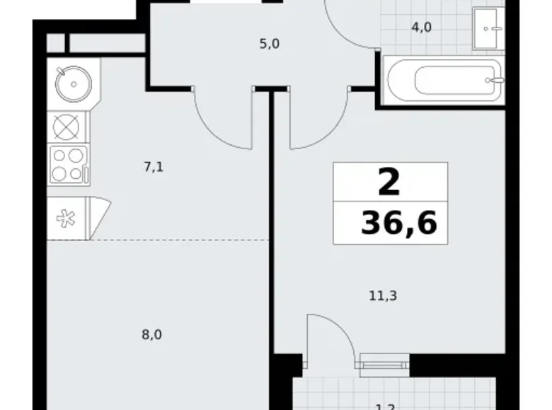 Appartement 2 chambres 37 m² Postnikovo, Fédération de Russie