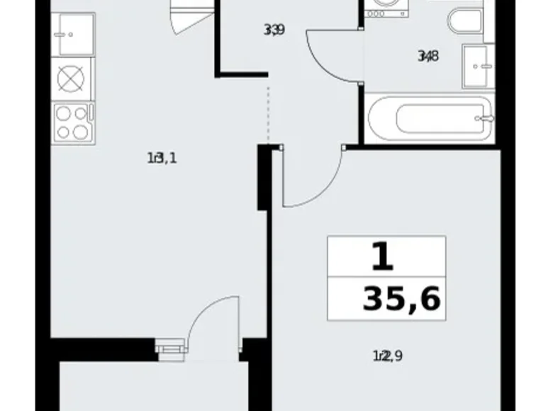 Appartement 1 chambre 36 m² poselenie Sosenskoe, Fédération de Russie