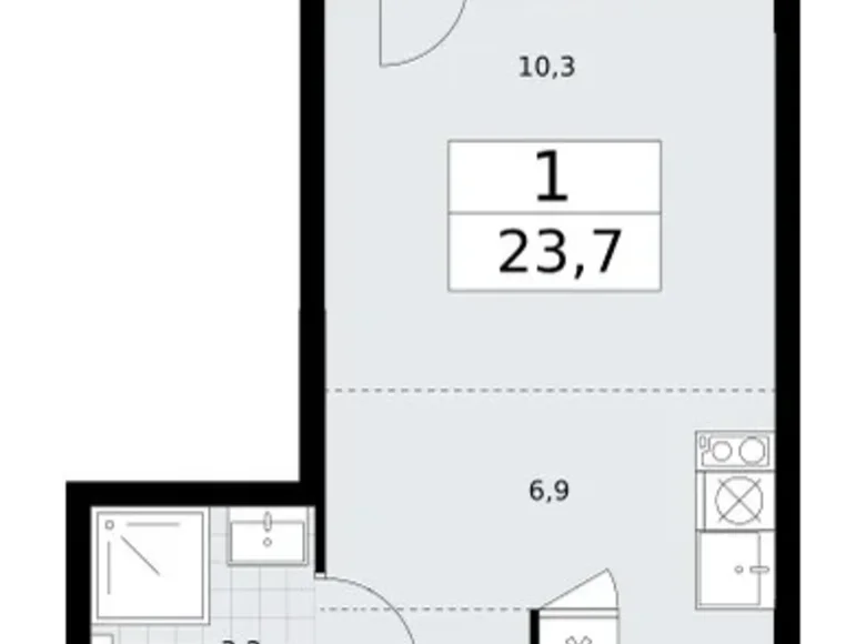 Mieszkanie 1 pokój 24 m² Wnukowo, Rosja