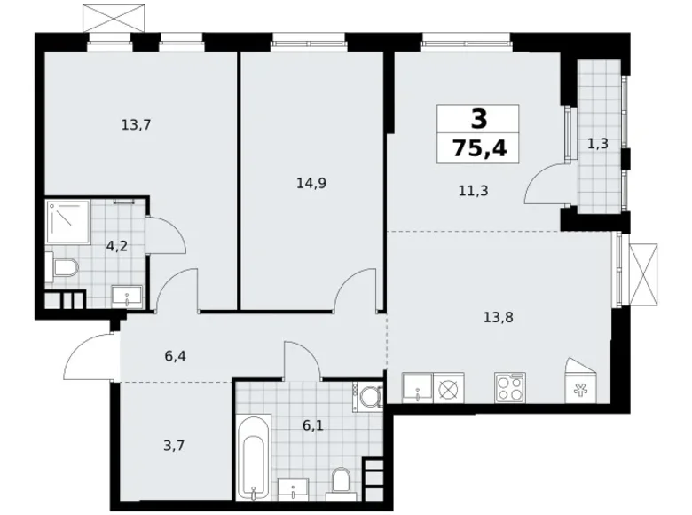 Appartement 3 chambres 75 m² South-Western Administrative Okrug, Fédération de Russie