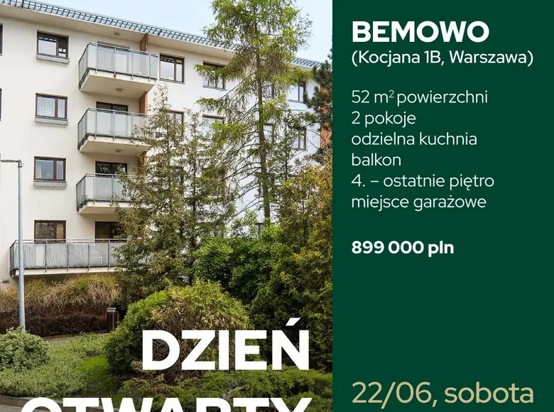 Квартира 2 комнаты 52 м² Варшава, Польша