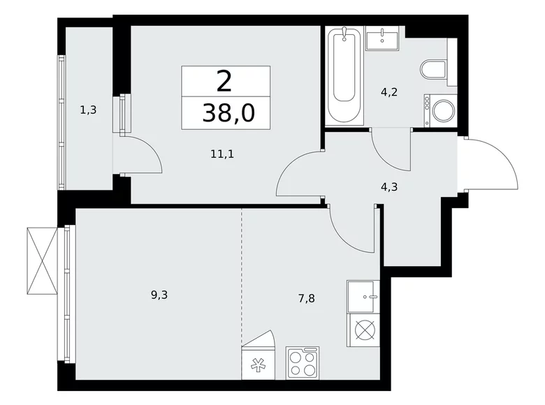Apartamento 2 habitaciones 38 m² poselenie Sosenskoe, Rusia