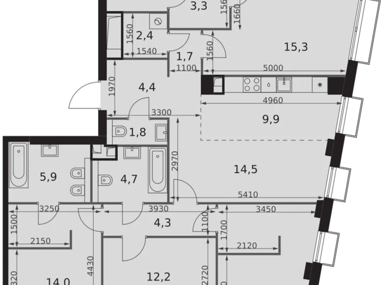 Wohnung 5 zimmer 114 m² Nordwestlicher Verwaltungsbezirk, Russland