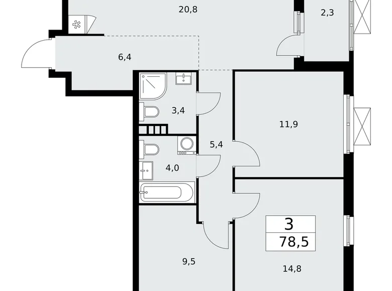 Квартира 3 комнаты 79 м² поселение Сосенское, Россия